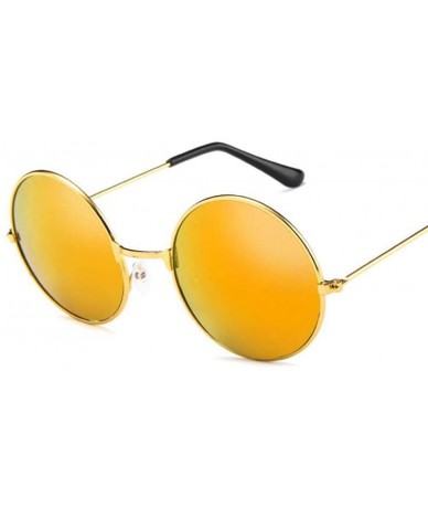 Aviator Round Glasses Men Women Steampunk Sunglasses Vintage Sunglasse Gold Colors - Black - CJ18YRDWIC2 $7.46