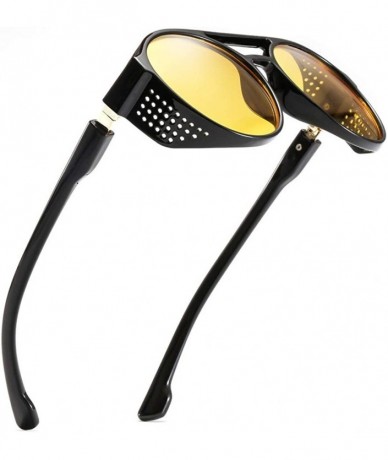 Sport Street Fashion Cat Eye Shade Sunglasses Integrated Stripe Vintage Glasses - Yellow - C018TH3C9O3 $8.86