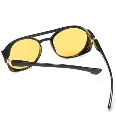 Sport Street Fashion Cat Eye Shade Sunglasses Integrated Stripe Vintage Glasses - Yellow - C018TH3C9O3 $8.86