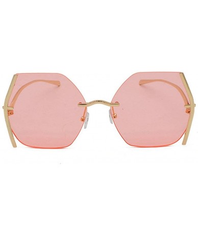 Rimless Irregular Sunglasses Designer Oversized Gradient - Pink - CD192AZ63K2 $13.03