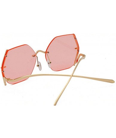 Rimless Irregular Sunglasses Designer Oversized Gradient - Pink - CD192AZ63K2 $13.03