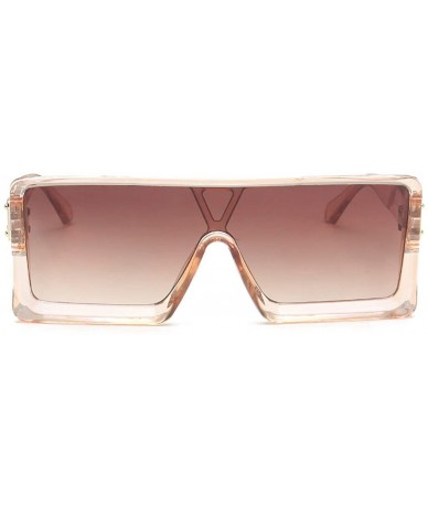 Rimless Retro Oversized Square Sunglasses-Classic Women Sunglasses Fashion Thick Square Frame UV400 Glasses - Beige - CB1997H...