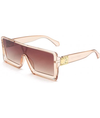 Rimless Retro Oversized Square Sunglasses-Classic Women Sunglasses Fashion Thick Square Frame UV400 Glasses - Beige - CB1997H...