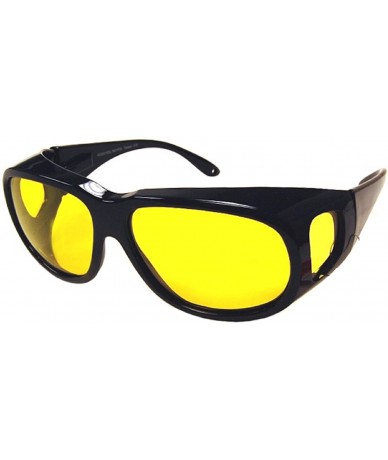Wrap Yellow Night Vision Driving Fit Over Glasses Wear Over Eyeglasses - Extra Large Polarized Black - C7189KH8C3C $16.22