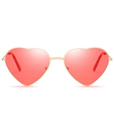 Cat Eye Retro Cat Eye Heart Sunglasses Women Metal Frame Mirror UV400 Sun Glasses Female Brand Designer Vintage - Red - CK199...
