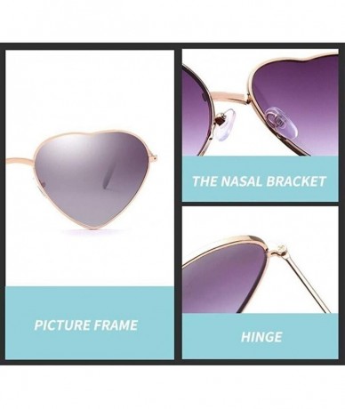 Cat Eye Retro Cat Eye Heart Sunglasses Women Metal Frame Mirror UV400 Sun Glasses Female Brand Designer Vintage - Red - CK199...