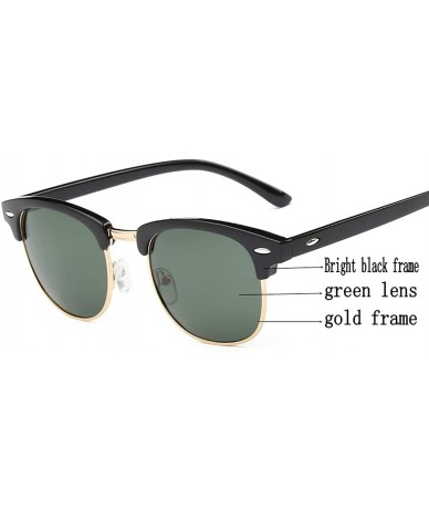 Rimless UV400 Sunglasses WoLuxury Vintage Semi Rimless Brand Designer Mirror Shades - Black Gold Green - CU18W7GIOLR $50.66