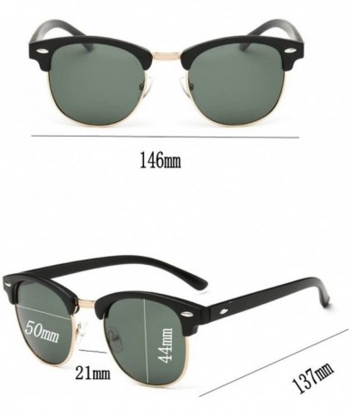 Rimless UV400 Sunglasses WoLuxury Vintage Semi Rimless Brand Designer Mirror Shades - Black Gold Green - CU18W7GIOLR $25.61