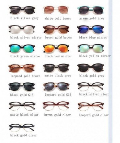 Rimless UV400 Sunglasses WoLuxury Vintage Semi Rimless Brand Designer Mirror Shades - Black Gold Green - CU18W7GIOLR $25.61
