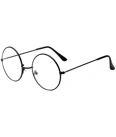 Oval Fashion Oval Round Clear Lens Glasses Classic Vintage Retro Style Metal Flat Glasses - Black - CA196IY5WLY $10.84