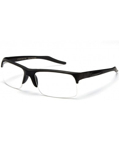 Oversized Unisex Slim Fit Half Frame Clear Lens Glasses - Matte Black - C711YN6MOLR $20.89