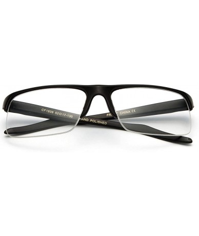 Oversized Unisex Slim Fit Half Frame Clear Lens Glasses - Matte Black - C711YN6MOLR $11.07