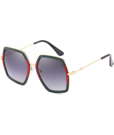 Wrap Oversized Square Sunglasses for Women Hexagon Inspired Designer Style Shades - Red&green - C418WN0Y6E5 $13.39