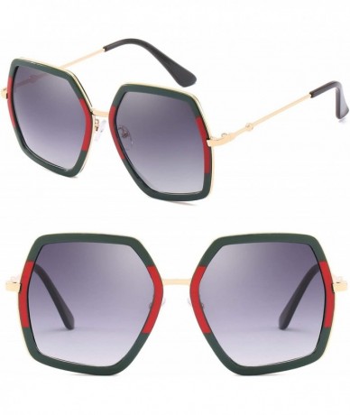 Wrap Oversized Square Sunglasses for Women Hexagon Inspired Designer Style Shades - Red&green - C418WN0Y6E5 $13.39