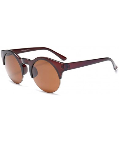 Rimless Women Round Vintage Semi-rimless Retro Sunglasses Glasses - Brown - C817AYT3CUR $8.83