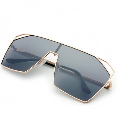 Oversized Color Mirror Single Lens Metal Wraparound Shield Sunglasses with Gift Box - 3-gold - CG185L2590W $27.59