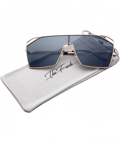 Oversized Color Mirror Single Lens Metal Wraparound Shield Sunglasses with Gift Box - 3-gold - CG185L2590W $13.98
