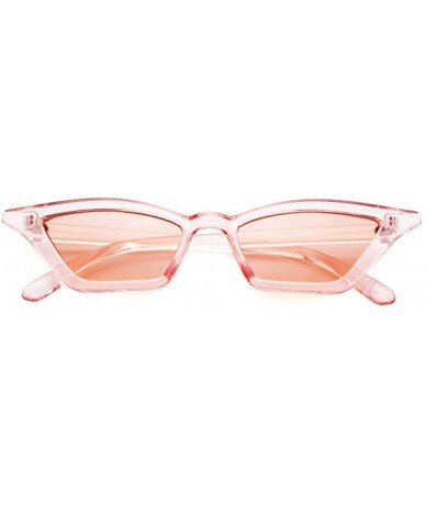 Cat Eye Vintage Cat Eye Sunglasses for Women Vintage Retro Small Designer Square Shades Eyewear - Transparent Pink - CC18EC5Q...