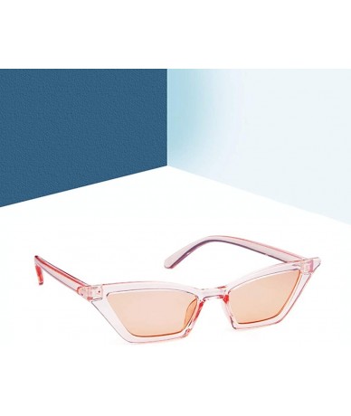 Cat Eye Vintage Cat Eye Sunglasses for Women Vintage Retro Small Designer Square Shades Eyewear - Transparent Pink - CC18EC5Q...