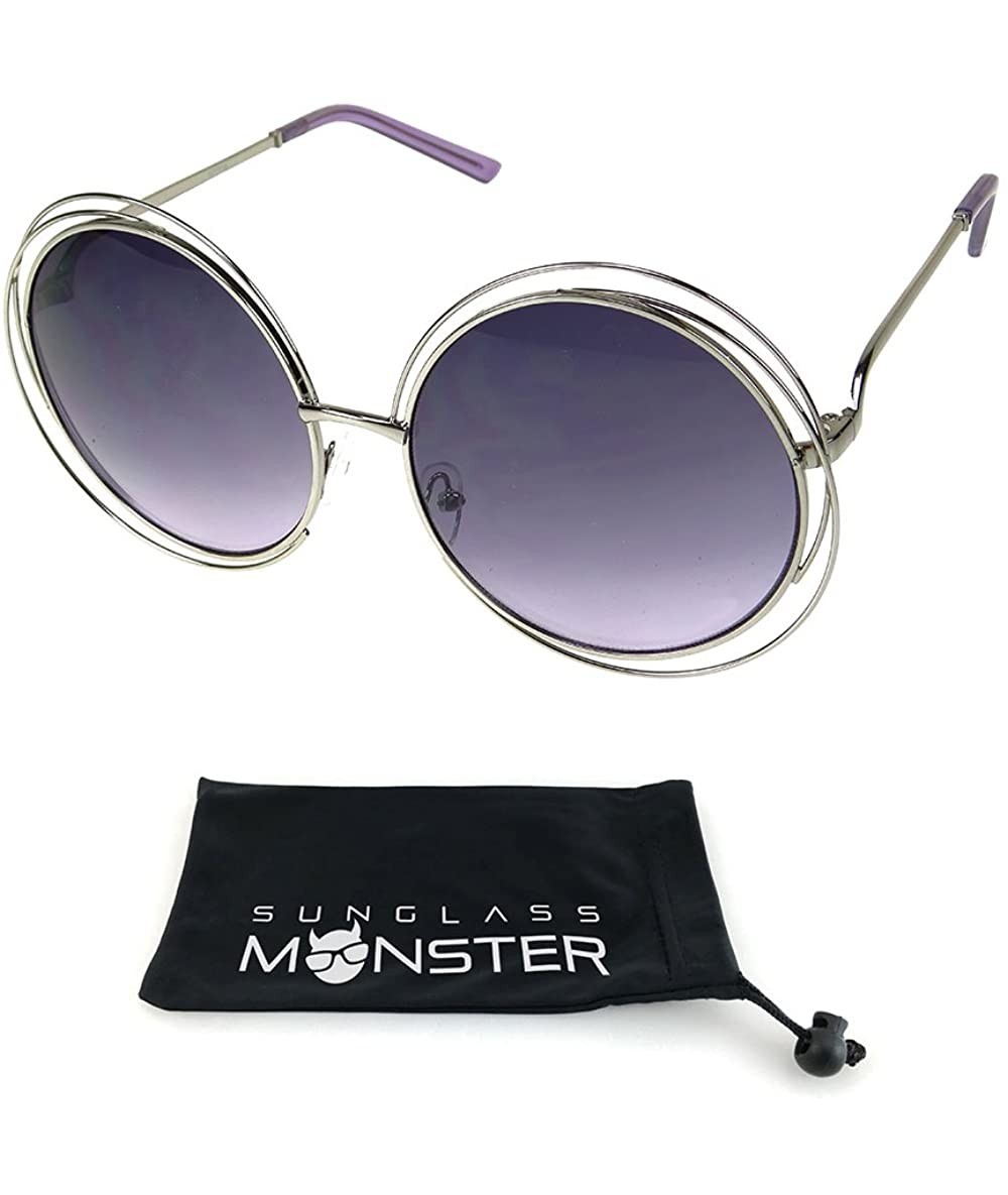 Oversized Oversized Round or Square Sunglasses with Dual Metal and Gradient Lenses - Round - C812FLCAW73 $10.89
