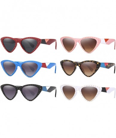 Cat Eye Vintage Cat Eye Hip Hop Fashion Mod Design Sharp Corner Rhinestone Sunglasses for Women - 611-- CR18ES724I9 $15.93