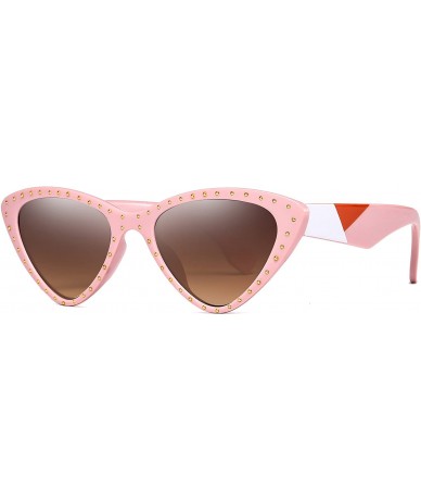 Cat Eye Vintage Cat Eye Hip Hop Fashion Mod Design Sharp Corner Rhinestone Sunglasses for Women - 611-- CR18ES724I9 $15.93
