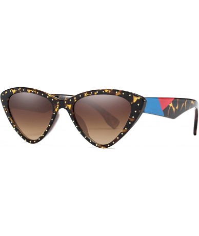 Cat Eye Vintage Cat Eye Hip Hop Fashion Mod Design Sharp Corner Rhinestone Sunglasses for Women - 611-- CR18ES724I9 $15.93