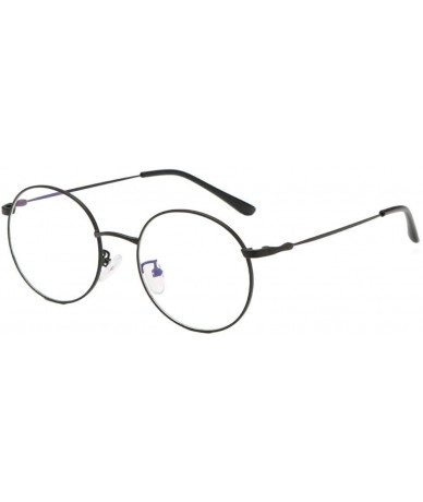 Round Sunglasses - Round Metal Frame Blue-Coated Flat Mirror Lens Sun Glasses - Black - CE18UC4D8U3 $13.71