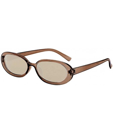 Oval Unisex Small Frame Sunglasses Fashion Vintage Retro Irregular Shape Travel Sun Glasses - Multicolor 7 - CI1900LEOUM $12.05