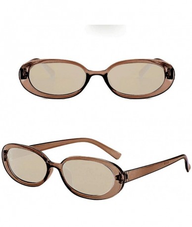 Oval Unisex Small Frame Sunglasses Fashion Vintage Retro Irregular Shape Travel Sun Glasses - Multicolor 7 - CI1900LEOUM $12.05