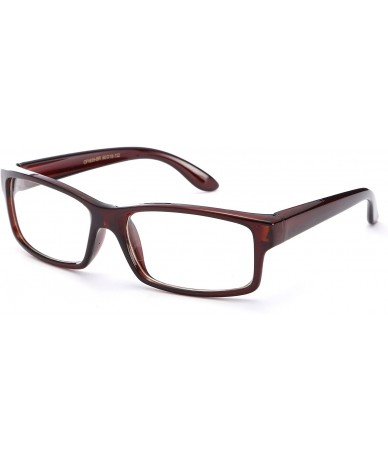 Rectangular Casual Nerd Thick Clear Frames Fashion Glasses Rectangular Clear Lens Eye Glasses - Brown - CO11FAEL1V9 $9.46