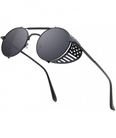 Steampunk Vintage Round Polarized Sunglasses for Men Women Lennon Style  Eyewear - CB18WQD4D3U