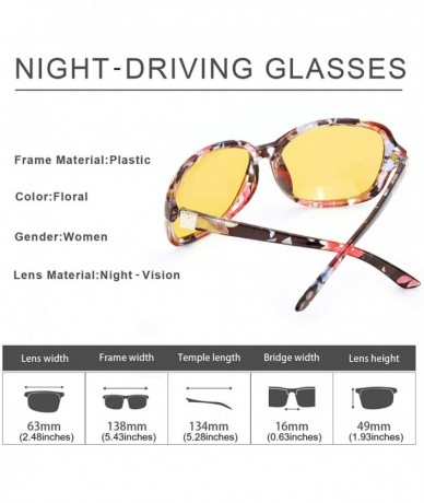 Oversized Oversized Night-Driving Glasses for Women - Anti-glare Night-Vision Polarized Yellow Lenses Relieve Eyes Strain - C...