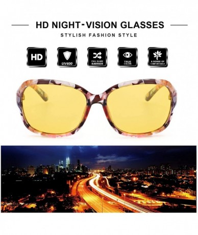 Oversized Oversized Night-Driving Glasses for Women - Anti-glare Night-Vision Polarized Yellow Lenses Relieve Eyes Strain - C...
