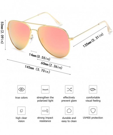Wayfarer Polarized Aviator Sunglasses for Men/Women Metal Mens Sunglasses Driving Sun Glasses - Pink Lens/Gold Frame - CZ18LG...