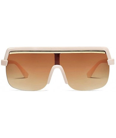 Square Fashion New Trend Big Frame One-piece Brand Designer Large Hinge Metal Chain Sunglasses - C1 - CZ18TO33KO8 $13.19