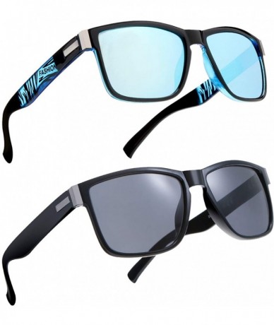 Wrap Polarized Sunglasses Driving Glasses glasses - 2pcs-blue-black - C818IDXT903 $40.19
