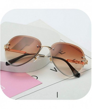 Oversized RimlRound Sunglasses Women Flower Gradient Sun Glasses Female Metal Frame Shades Eyewear UV400 - 1535brown - CO199C...