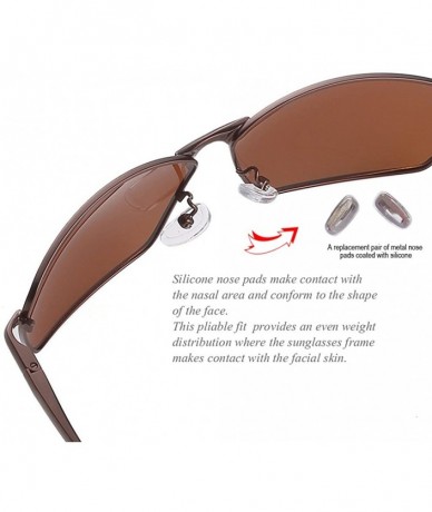 Square Wraparound Polarized Sunglasses Rectangle Driving - Brown Frame Amber Lens - C218OS8A9RL $20.81