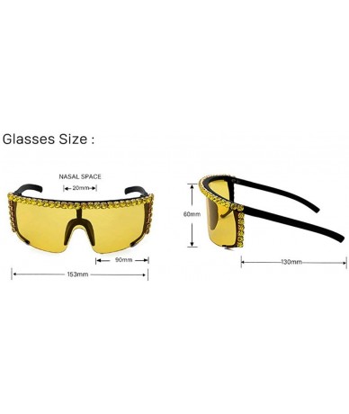 Square One piece Rhinestone Sunglasses Blingbling Fashion2019 - Red - CK18A73YS4D $12.56