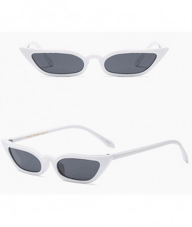 Rimless Small Frame Skinny Cat Eye Sunglasses for Women Mini Narrow Square Cateye Sun Glasses UV Protection Retro Eyewear - C...