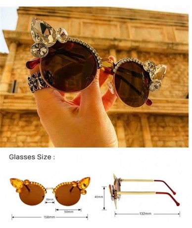 Cat Eye Fashion Vintage Diamond Sunglasses Crystal - 8 - CG198GCSKRT $21.20