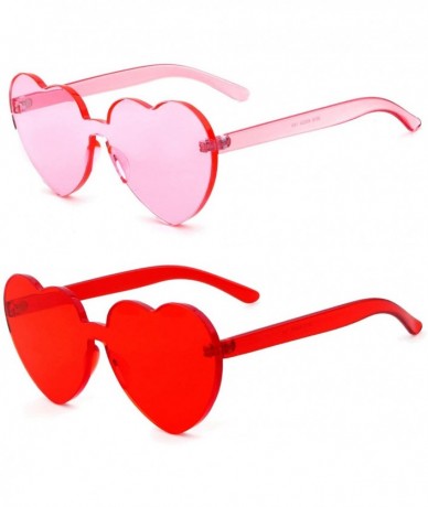 Wayfarer Heart Shape Rimless sunglasses Festival Party Glasses - (2 Packs) Pink+red - CE1895WTQGU $16.30