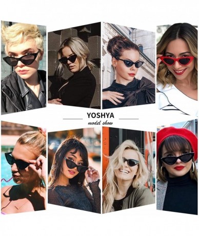 Oversized Retro Vintage Narrow Cat Eye Sunglasses for Women Clout Goggles Plastic Frame - Black Grey + Clear Wine Red / Red -...