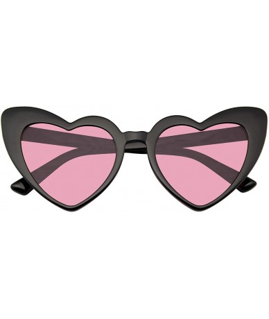 Oversized Cat Eye Heart Shape Sunglasses Retro Festival Color Tinted Black Sunglasses for Women - Pink - CT190D7H4QI $17.58