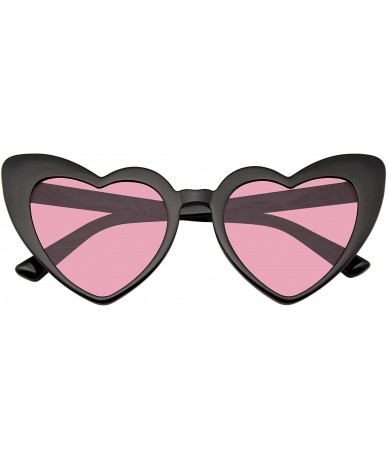 Oversized Cat Eye Heart Shape Sunglasses Retro Festival Color Tinted Black Sunglasses for Women - Pink - CT190D7H4QI $11.32