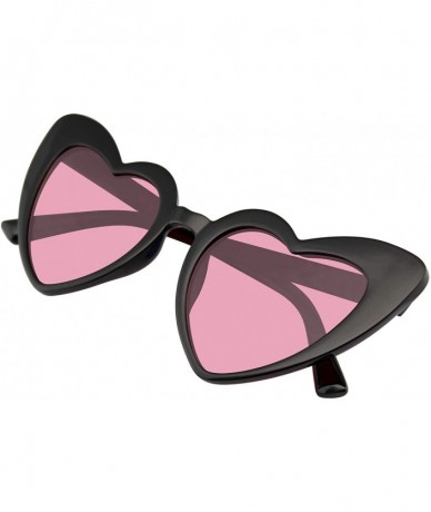 Oversized Cat Eye Heart Shape Sunglasses Retro Festival Color Tinted Black Sunglasses for Women - Pink - CT190D7H4QI $11.32