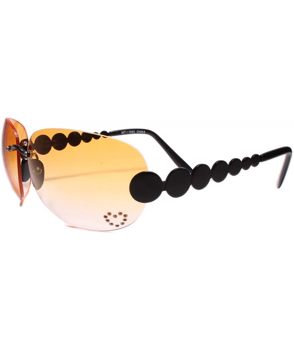 Rimless Classic Vintage Retro Style 80s Party Oval Rimless Sunglasses - Orange / Black - CO18W80RICW $11.03