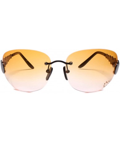 Rimless Classic Vintage Retro Style 80s Party Oval Rimless Sunglasses - Orange / Black - CO18W80RICW $29.53