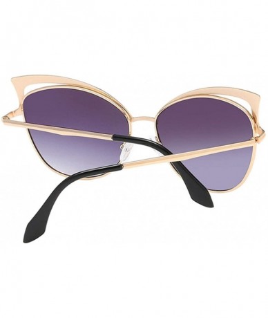 Oversized Fashion Sexy Ladies Cat Eye Sunglasses Women Brand Designer Vintage Mirror Sun Glasses - C09 Gold Ice Blue - C218WD...